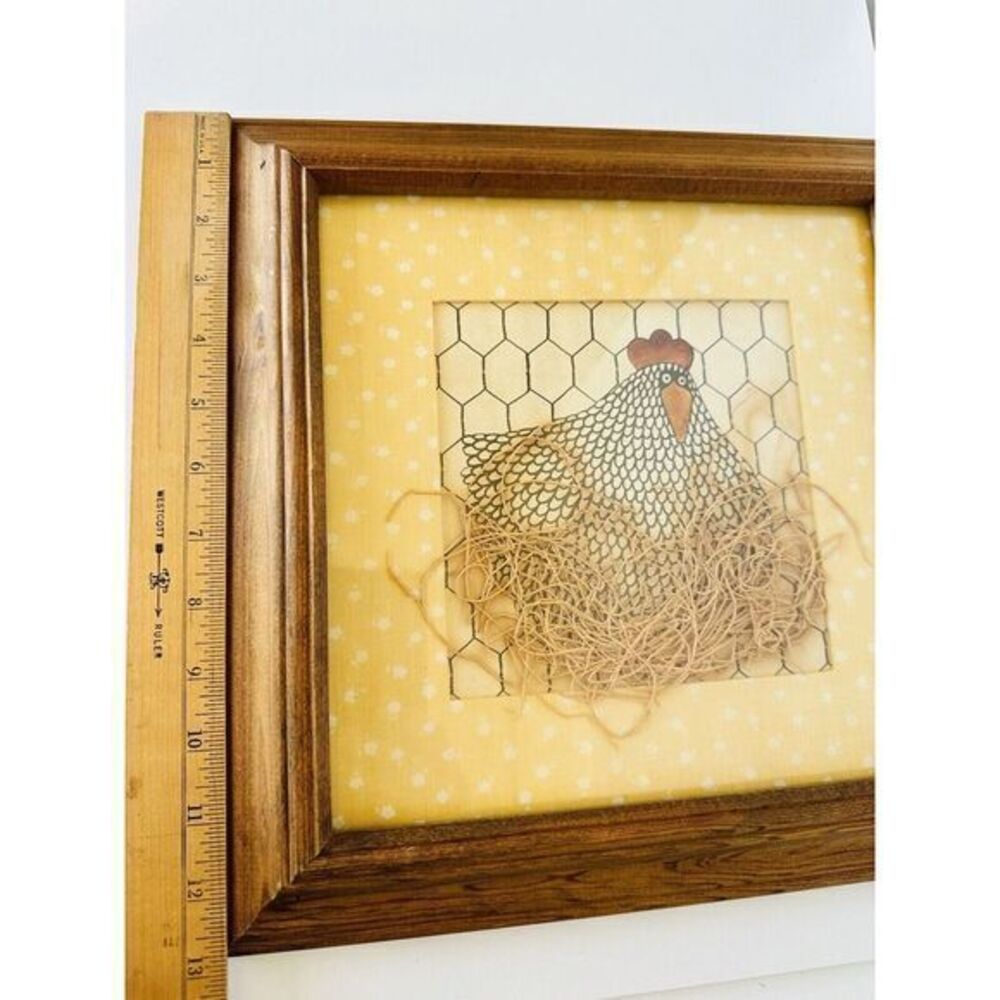 Chicken Watercolor Framed Barn Country Decor 13" X 13.75" See Photos‎